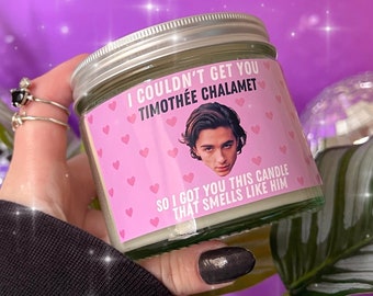 Vela de cera de soja perfumada de Timothée Chalamet / Vela grande inspirada en fandom de 9 oz / Regalo de novedad lindo y divertido / Regalo de cumpleaños