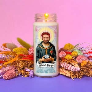 Vela perfumada con oración de San Hugo / Vela de devoción de cera de soja de 8 oz inspirada en el fandom / Regalo novedoso divertido, cumpleaños, regalo de amigo secreto