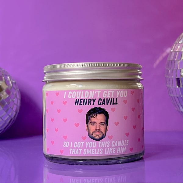 Henry Cavill scented 9 oz soy wax candle | Large vegan candle with lid | Funny  novelty gift, cute birthday candle, home decor, office decor