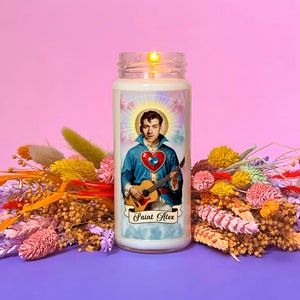 Saint Alex prayer scented candle | 8 oz fandom inspired soy wax devotion candle | Funny novelty gift, birthday candle