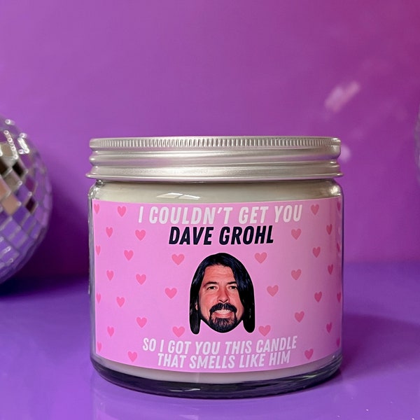 Dave Grohl scented soy wax candle | Large 9oz fandom inspired candle | Cute, funny novelty gift | Birthday candle, hamper basket present