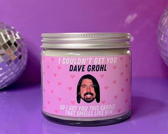 Dave Grohl scented soy wax candle | Large 9oz fandom inspired candle | Cute, funny novelty gift | Birthday candle, hamper basket present