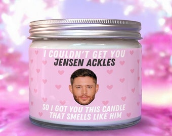Jensen Ackles scented soy wax candle | Large 9 oz fandom inspired candle | Cute, funny novelty gift | Birthday present