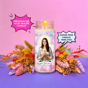 Personalised Prayer scented candle | Custom 8oz soy wax devotion candle | Funny novelty gift, birthday candle | Custom gift | Female version