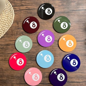 Glücksball 8 Mix and Match Untersetzer | Billard-Billard-Billard 8 | Funky, bunte runde Untersetzer | Wohndekor, Bürotischdekor |Tassenuntersetzer