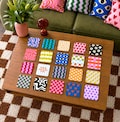 Dopamine Style Cork Coasters: Vibrant Swirls, Hearts, Checkerboard product logo