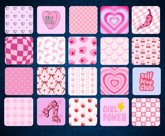 ピンクのコルク製コースター｜ガーリーなリボン、ハート、チェリー柄 