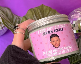 Jensen Ackles scented soy wax candle | Large 9oz fandom inspired candle | Cute, funny novelty gift | Birthday present