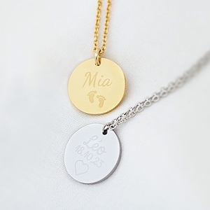 Collier personnalisé médaille à graver chaîne en acier inoxydable cadeau naissance, cadeau personnalisé, collier prénom image 1