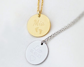 Collier personnalisé médaille à graver chaîne en acier inoxydable ∙ cadeau naissance, cadeau personnalisé, collier prénom