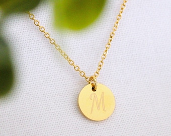 Personalized stainless steel initial medal necklace ∙ birth gift, personalized gift, initial necklace