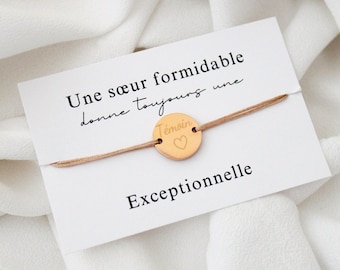 Carte Bracelet "Une sœur formidable donne toujours une témoin exceptionnelle" - bracelet personnalisé, bracelet témoin, bracelet pour elle