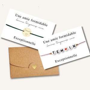 Carte Bracelet "Une amie formidable donne toujours une témoin exceptionnelle" - bracelet personnalisé, bracelet témoin, bracelet pour elle