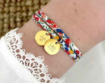 Bracelet personnalisé médaille à graver bracelet liberty ∙  cadeau naissance, cadeau personnalisé, bracelet prénom