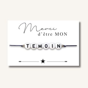 Carte Bracelet "Merci d'être mon témoin" - bracelet personnalisé, bracelet demande témoin, bracelet cadeau HOMME, annonce mariage