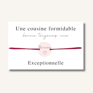 Carte Bracelet "Une cousine formidable donne toujours une marraine exceptionnelle" - bracelet personnalisé, bracelet demande marraine