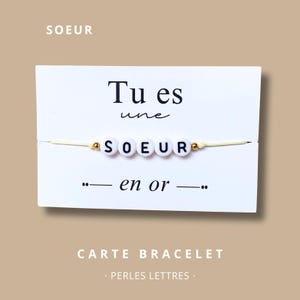 Carte Bracelet "Tu es une soeur en or" - bracelet personnalisé, bracelet soeur, cadeau soeur, bracelet cadeau soeur