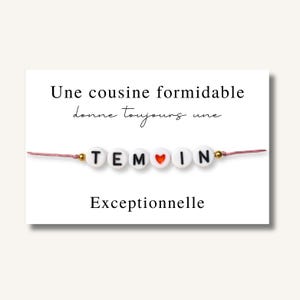 Carte Bracelet "Une cousine formidable donne toujours une témoin exceptionnelle" - bracelet témoin, bracelet témoin, demande témoin
