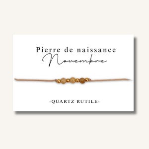 Carte Bracelet petites pierres de naissance mois de NOVEMBRE - bracelet personnalisé, bracelet pierre de naissance, pierre naturelle