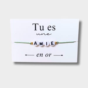 Carte Bracelet "Tu es une amie en or" - bracelet personnalisé, bracelet amie, cadeau amie, bracelet cadeau amie