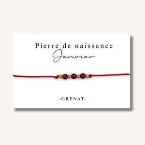 Carte Bracelet petites pierres de naissance mois de JANVIER - bracelet personnalisé, bracelet pierre de naissance, pierre naturelle