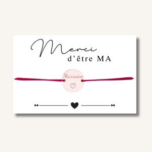 Carte Bracelet "Merci d'être ma Marraine" - bracelet personnalisé, bracelet marraine, bracelet cadeau, bracelet gravé marraine