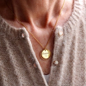 Collier personnalisé médaille à graver chaîne en acier inoxydable cadeau naissance, cadeau personnalisé, collier prénom image 2