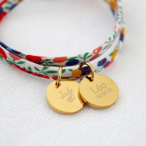 Bracelet personnalisé médaille à graver bracelet liberty cadeau naissance, cadeau personnalisé, bracelet prénom image 2