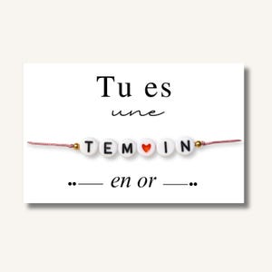 Carte Bracelet "Tu es une témoin en or" - bracelet personnalisé, bracelet témoin, cadeau témoin, bracelet cadeau témoin