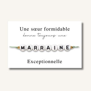 Carte Bracelet "Une sœur formidable donne toujours une marraine exceptionnelle" - bracelet marraine, demande marraine, annonce grossesse