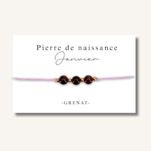 Carte Bracelet grandes pierres de naissance mois de JANVIER - bracelet personnalisé, bracelet pierre de naissance, pierre naturelle