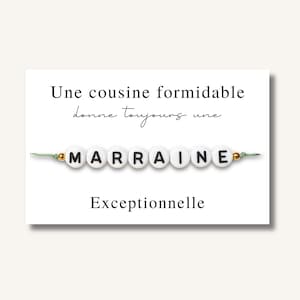 Carte Bracelet "Une cousine formidable donne toujours une marraine exceptionnelle" - bracelet marraine, bracelet marraine, demande marraine