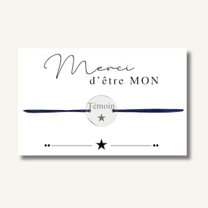 Carte Bracelet "Merci d'être mon Témoin" - bracelet personnalisé, bracelet témoin, bracelet cadeau, bracelet gravé témoin
