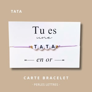 Carte Bracelet "Tu es une tata en or" - bracelet personnalisé, bracelet tata, cadeau tata, bracelet cadeau tata