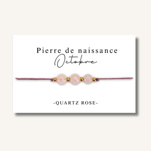 Carte Bracelet grandes pierres de naissance mois de OCTOBRE - bracelet personnalisé, bracelet pierre de naissance, pierre naturelle