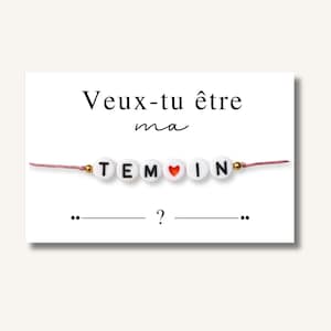 Carte Bracelet "Veux-tu être ma témoin ?" - bracelet personnalisé, bracelet demande témoin, bracelet cadeau FEMME, bracelet annonce mariage