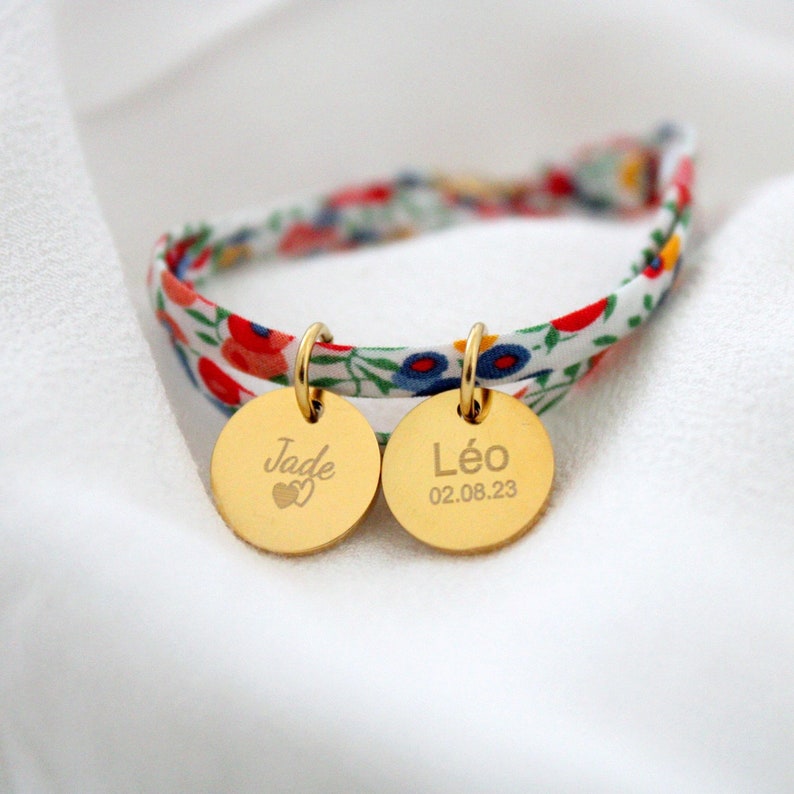 Bracelet personnalisé médaille à graver bracelet liberty cadeau naissance, cadeau personnalisé, bracelet prénom image 8