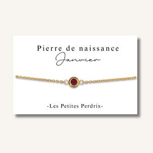 Carte Bracelet pierre de naissance mois de JANVIER chaine en acier inoxydable - bracelet personnalisé, bracelet pierre de naissance, cadeau