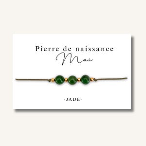 Carte Bracelet grandes pierres de naissance mois de MAI - bracelet personnalisé, bracelet pierre de naissance, pierre naturelle