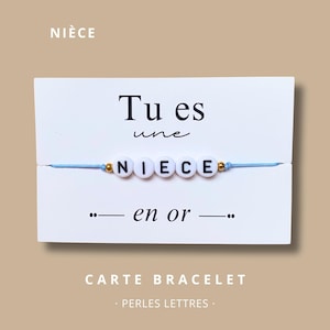Carte Bracelet "Tu es une nièce en or" - bracelet personnalisé, bracelet nièce, cadeau nièce, bracelet cadeau nièce
