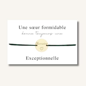 Carte Bracelet "Une sœur formidable donne toujours une marraine exceptionnelle" - bracelet personnalisé, bracelet demande marraine
