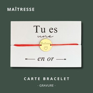 Carte Bracelet "Tu es une maîtresse en or" - bracelet personnalisé, bracelet maîtresse, bracelet cadeau, bracelet gravé maîtresse