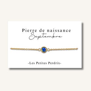 Carte Bracelet pierre de naissance mois de SEPTEMBRE chaine en acier inoxydable - bracelet personnalisé, bracelet pierre de naissance,cadeau