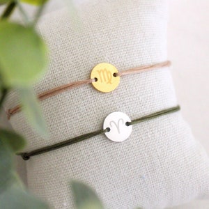 Bracelet signe astrologique gravé ∙ cadeau Noël, cadeau naissance, cadeau personnalisé, bracelet prénom, bracelet cordon, bracelet femme