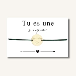 Carte Bracelet "Tu es une super marraine" - bracelet personnalisé, bracelet marraine, bracelet cadeau, bracelet gravé marraine