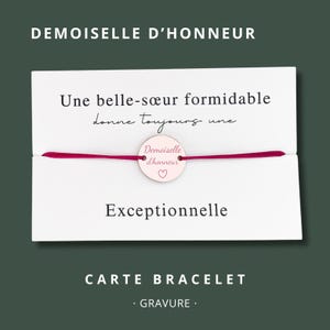 Carte Bracelet "Une belle-sœur formidable donne toujours une demoiselle d'honneur exceptionnelle" - bracelet demande demoiselle d'honneur