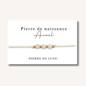 Carte Bracelet petites pierres de naissance mois de AVRIL - bracelet personnalisé, bracelet pierre de naissance, pierre naturelle