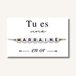 Carte Bracelet "Tu es une marraine en or" - bracelet personnalisé, bracelet marraine, cadeau marraine, bracelet cadeau marraine