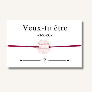 Carte Bracelet "Veux-tu être ma demoiselle d'honneur ?" - bracelet personnalisé, bracelet demande demoiselle d'honneur, bracelet cadeau