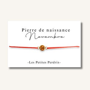 Carte Bracelet pierre de naissance mois de NOVEMBRE - bracelet personnalisé, bracelet pierre de naissance, cadeau naissance